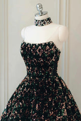 Stylish Sequins Long Prom Dress, A-Line Party Dress