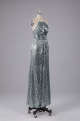 Beautiful Sequins Halter Hourglass Bridesmaid Dress
