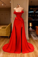 Sexy Red Off-the-Shoulder Long Prom Dress With Split Online