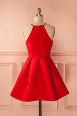 Short Straps Red Prom Dresses, Cheap Homecoming Dress, For Girls