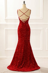 Mermaid Red Sparkly Prom Dress with Fringes