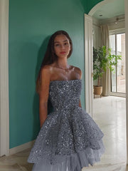 A-Line/Princess Strapless Short/Mini Homecoming Dresses With Ruffles