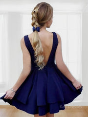 A-Line/Princess Straps Short/Mini Satin Homecoming Dresses