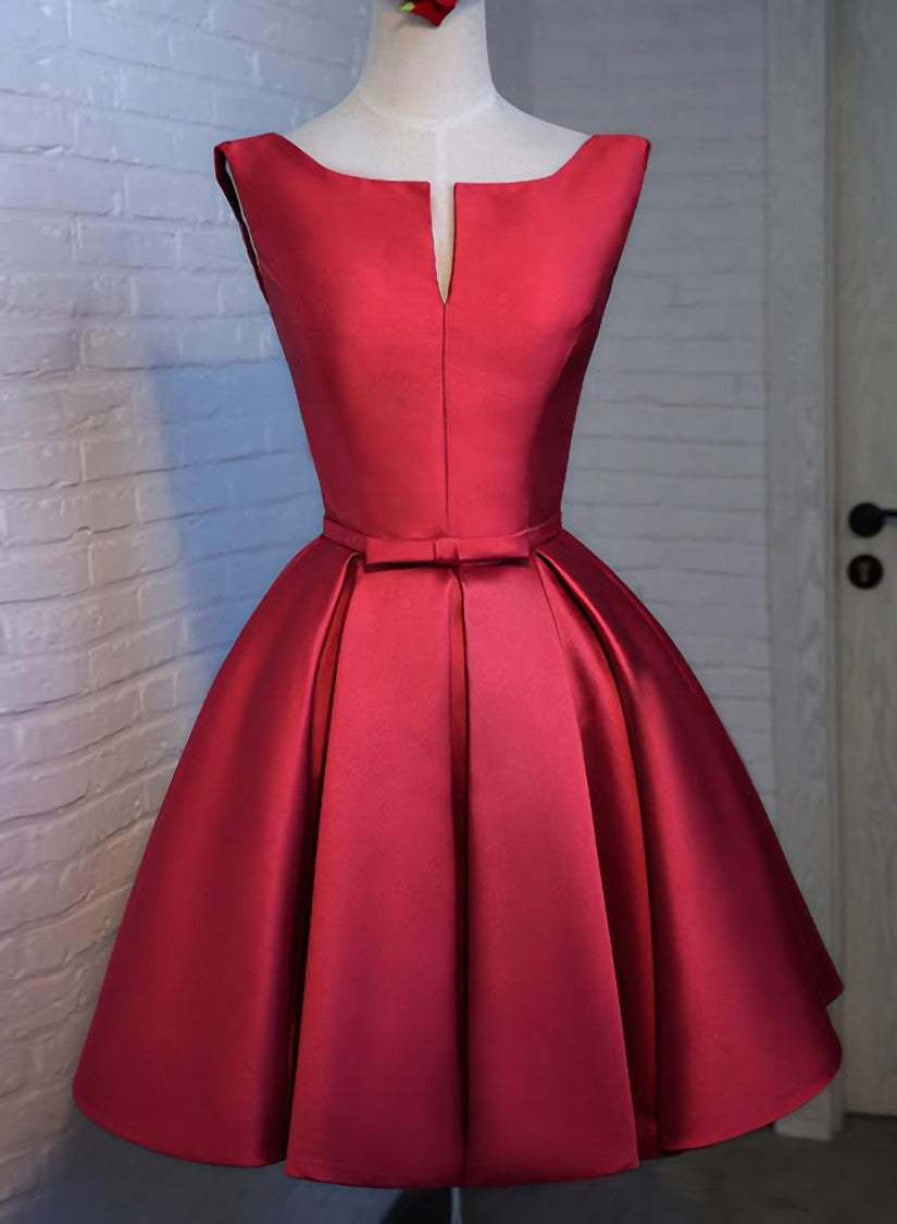 Adorable Cute Wine Red Satin Short Prom Dress , New Party Dress