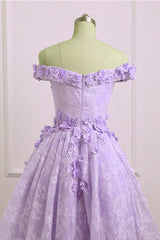 Adorable Lace Light Purple High Low Homecoming Dress, Cute Sweetheart Prom Dress