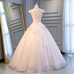 Adorable Pink Tulle Off Shoulder Pink Party Dress , Sweetheart Formal Dress