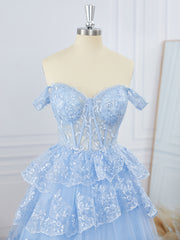 Ball-Gown Tulle Off-the-Shoulder Appliques Lace Corset Short/Mini Dress