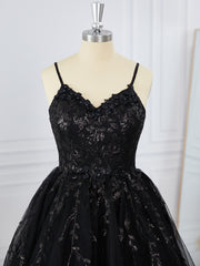 Ball-Gown Tulle V-neck Appliques Lace Short/Mini Dress