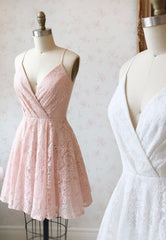 Cute Lace Short Prom Dresses, A-Line Homecoming Dresses
