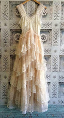 A Line Lace Tulle Prom Dresses, Womens V Neck Elegant Lace Dress