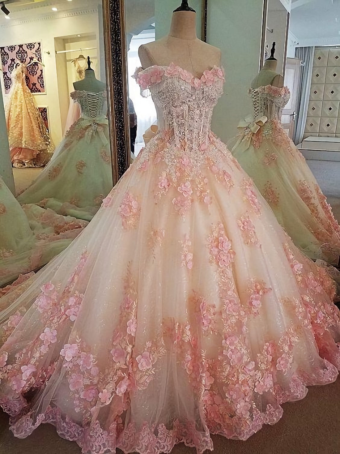 A Line Ball Gown Prom Dress, Long Evening Gown