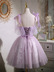 Cute Lavender Tulle Short Prom Dress, Lavender Homecoming Dress 2022