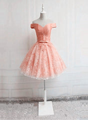 Cute Lovely Off Shoulder Tulle with Lace Party Dress, Prom Dress