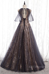 Dusty Brown Bow Tie Beaded Appliques Off-the-Shoulder Maxi Formal Dress