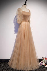 Cute Tulle Long Prom Dresses, A-Line Evening Dresses