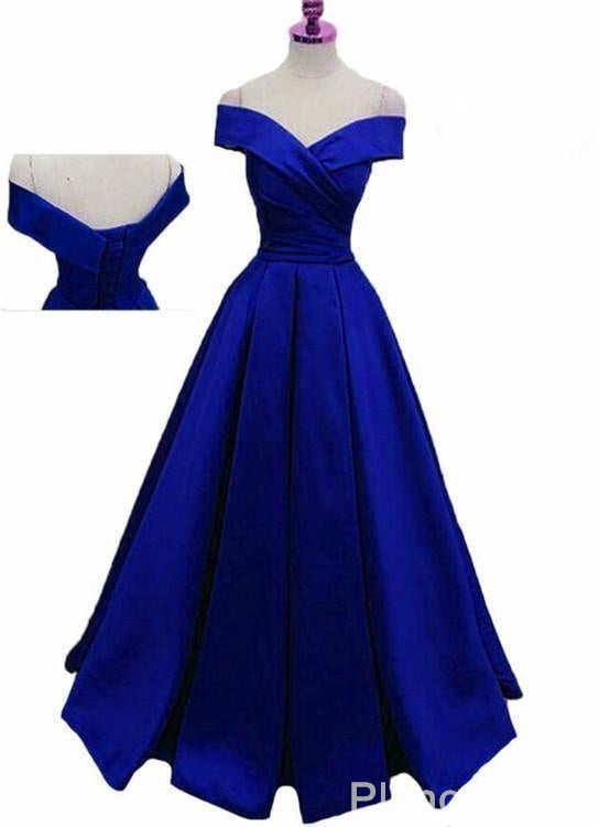 Royal Blue Satin Floor Length Formal Gown Prom Dress, 2024 Blue Party Gown