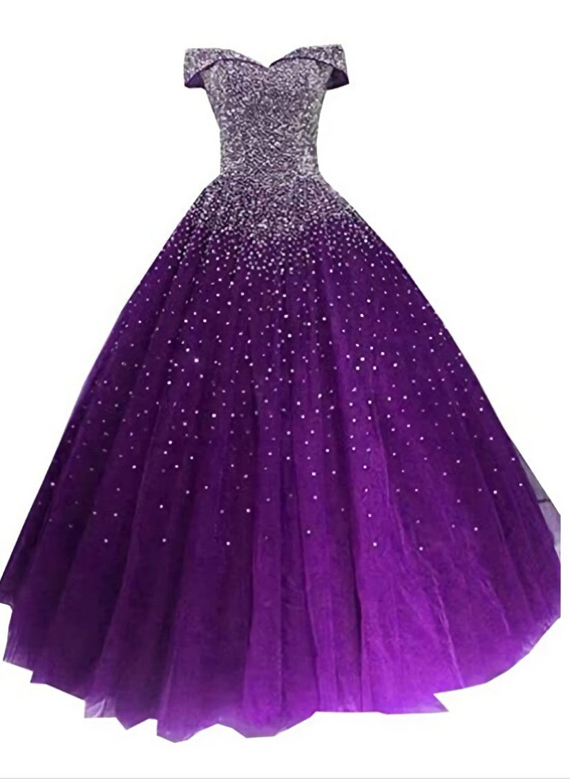 Glam Sequins Off the Shoulder Ball Gown Sweetheart Gowns, Quinceanera Dress