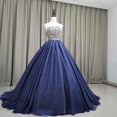 Gorgeous Blue Ball Gown Sweet 16 Party Dress, Blue Handmade Formal Gown
