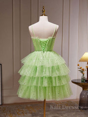 Green Tulle Short Prom Dress, Cute Green Homecoming Dresses