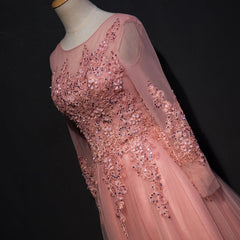 High Quality Tulle Party Dress with Lace Applique, Long Prom Gown