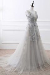 Light Grey High Quality Long Party Dress, New Prom Dress