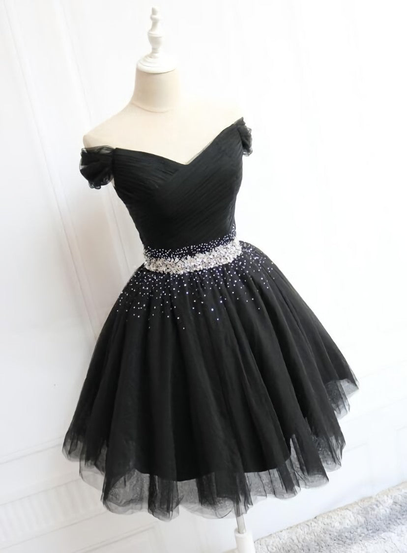Little Black Homecoming Dress  Tulle Cute Short Formal Dress