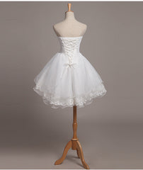Lovely White Lace and Organza Short Graduation Dress Prom Dress, Short Teen Formal Dresses