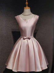Pink Satin Short Party Dress , Lovely Satin Homecoming Dress