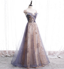 Cute Tulle Sequins Long Prom Dress, Evening Dress