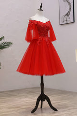 Red Sweetheart Tulle with Lace and Beaded Homecoming Dress, Red Party Dress