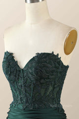 Sweetheart Emerald Green Appliques Tight Mini Dress