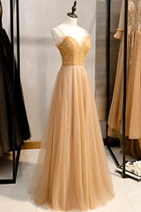 Tulle Beaded Sweetheart Party Dress, A-line Tulle Floor Length Prom Dress